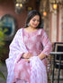 Women Plus Size Mauve Viscose Rayon Kurta Set With Dupatta